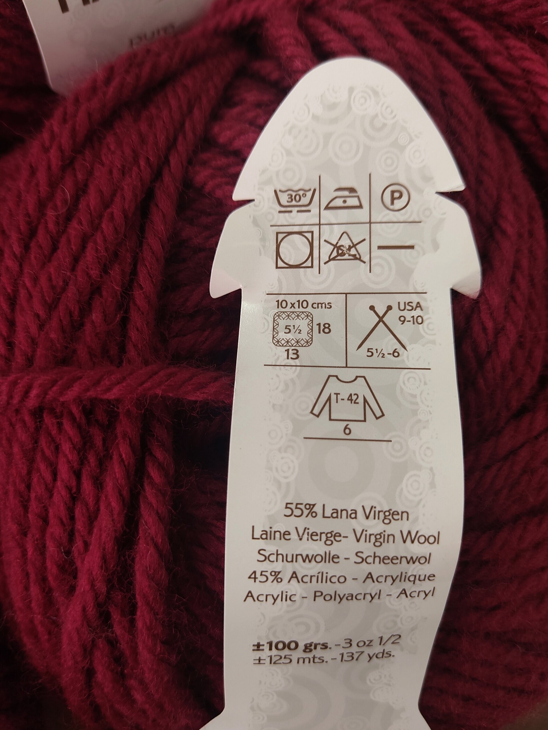 Lote 4 ovillos Maxi merino granate - 2