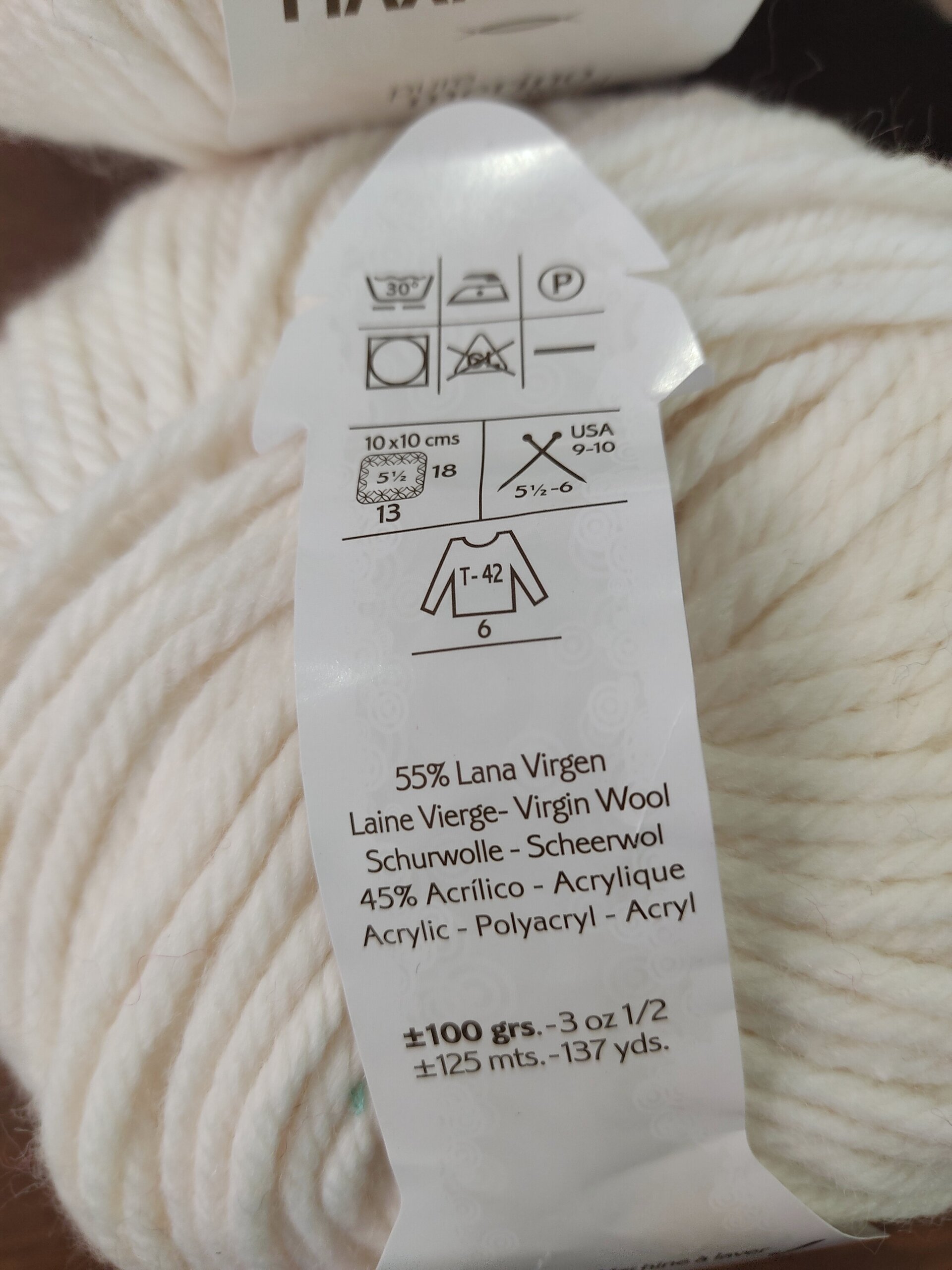 Lote 4 ovillos Maxi merino blanco - 2