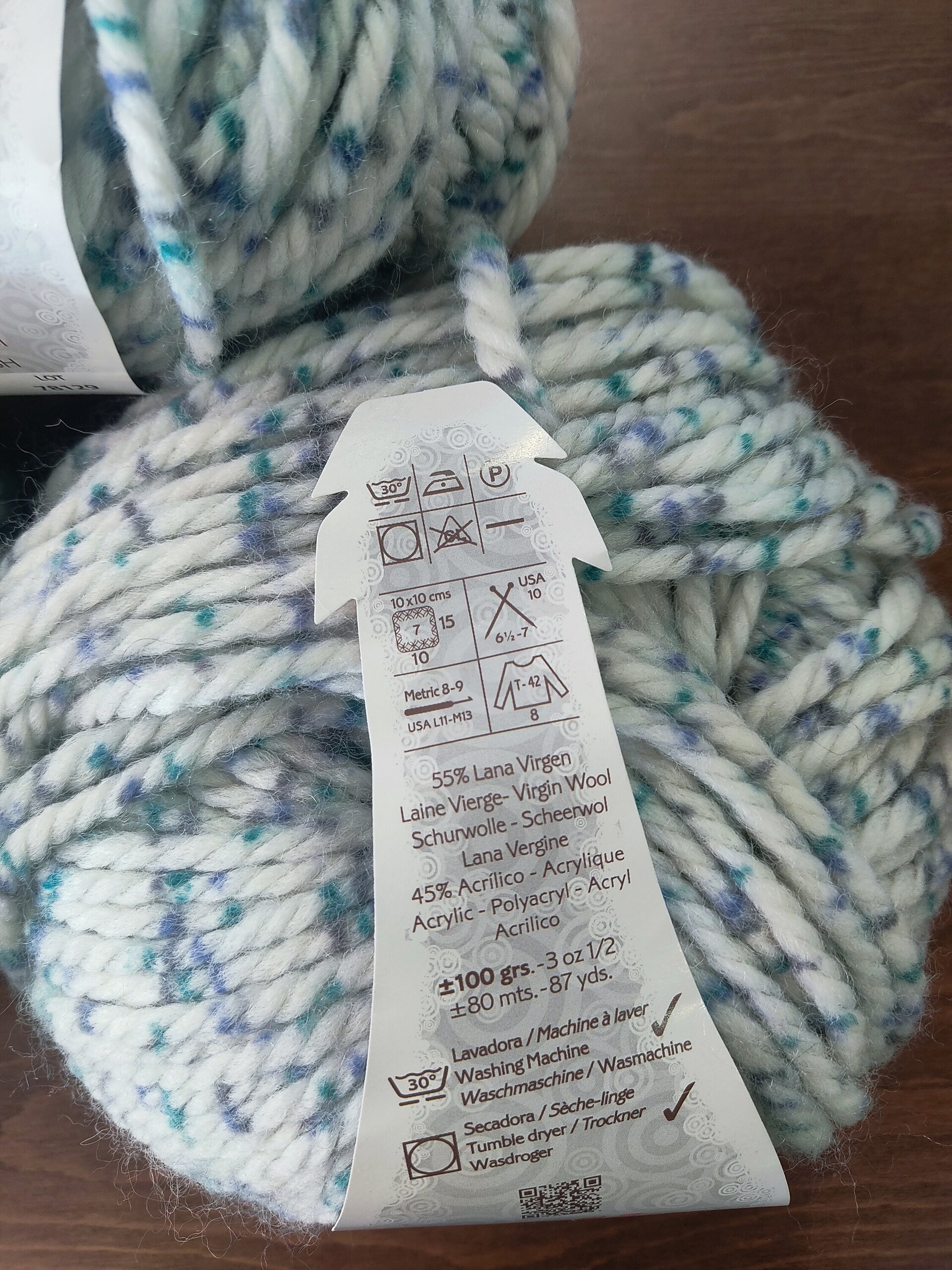 Lote 3 ovillos Big Merino Tweedy azules - 2