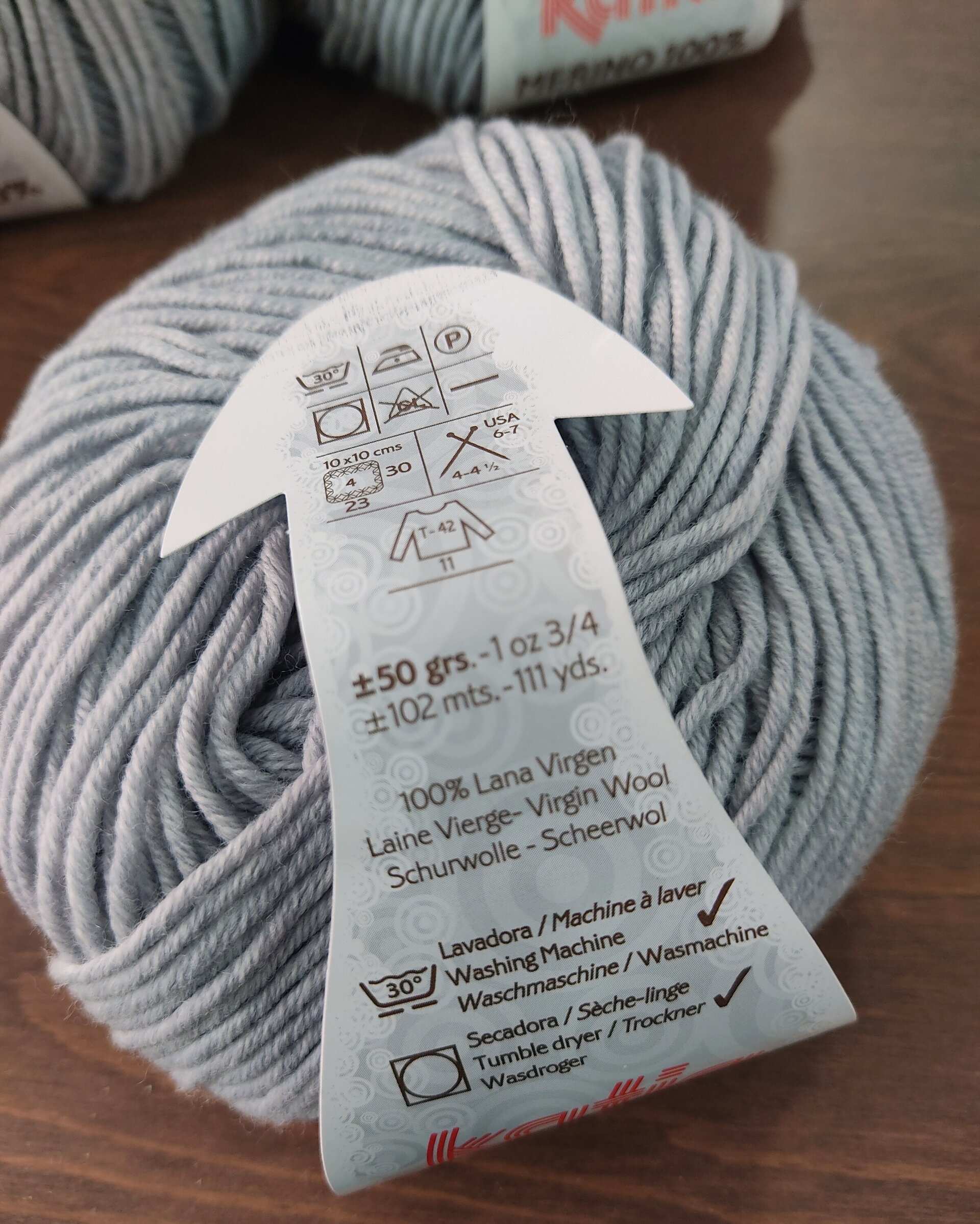Lote 6 ovillos Merino 100% gris - 2